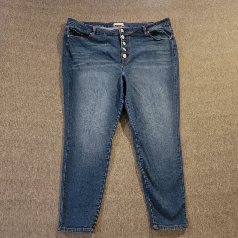 Eloquii Jeans Women’s 26 High Rise Skinny Leg Stretch waistband fly button